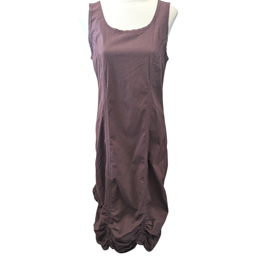 Cut Loose Brown Cotton Ruched Hem‎ Sleeveless Midi Dress XS 0020023 USA